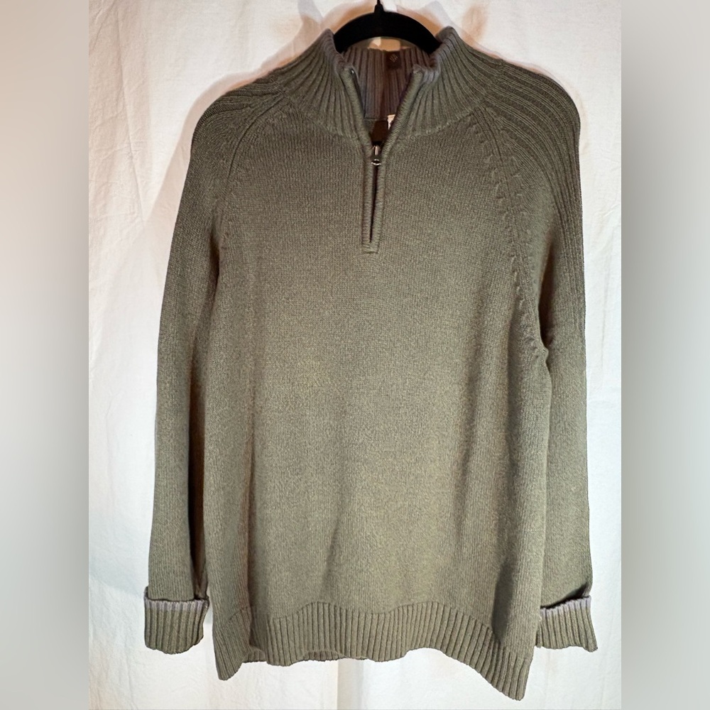 Columbia Sweater Pullover 1/4 Zip Olive Green Mens Large